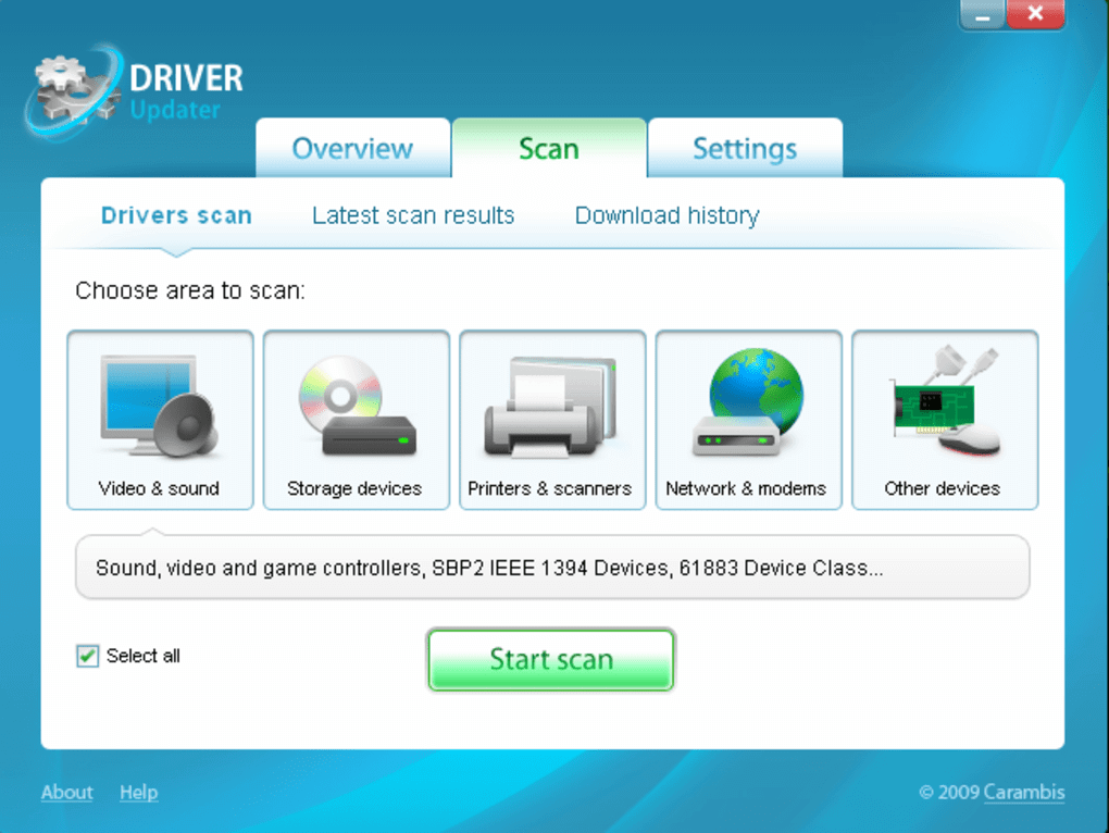 Carambis Driver Updater interface